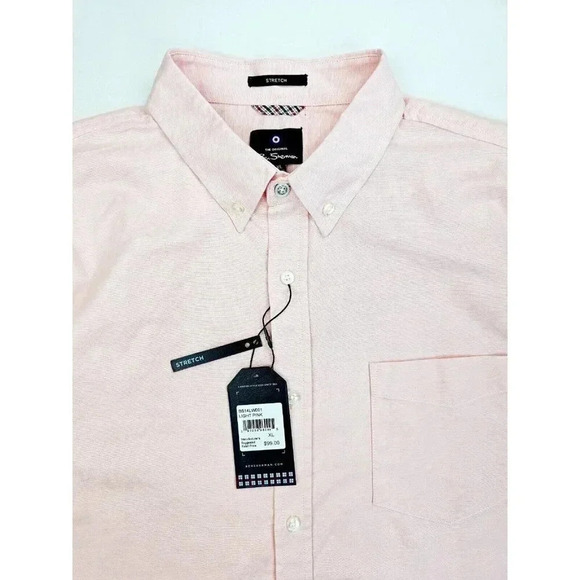 Ben Sherman Stretch Size XL Men Light Powder Pink Logo Tag Button Down Shirt NWT - Picture 5 of 12